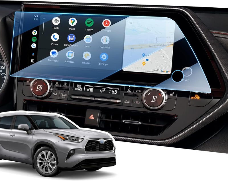 LANGBEAN Screen Protector for 2023 2024 2025 Toyota Highlander 12.3 inch Touchscreen, HD Clear, High Sensitivity, 9H Tempered Glass Car Navigation Screen Protector - Image 1